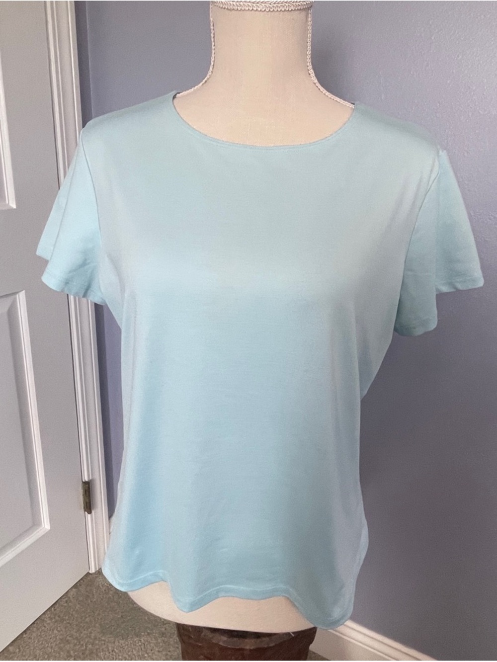 Ann Taylor Women’s Pastel Blue Short Sleeve Crewneck Top size XL